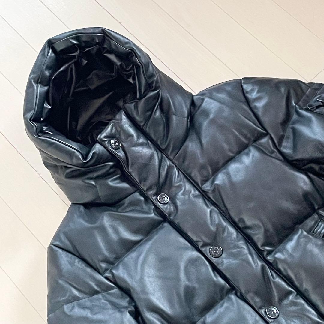 【極美品】ナノユニバース 西川ダウン ダウンジャケット ラムレザー G2 黒 M