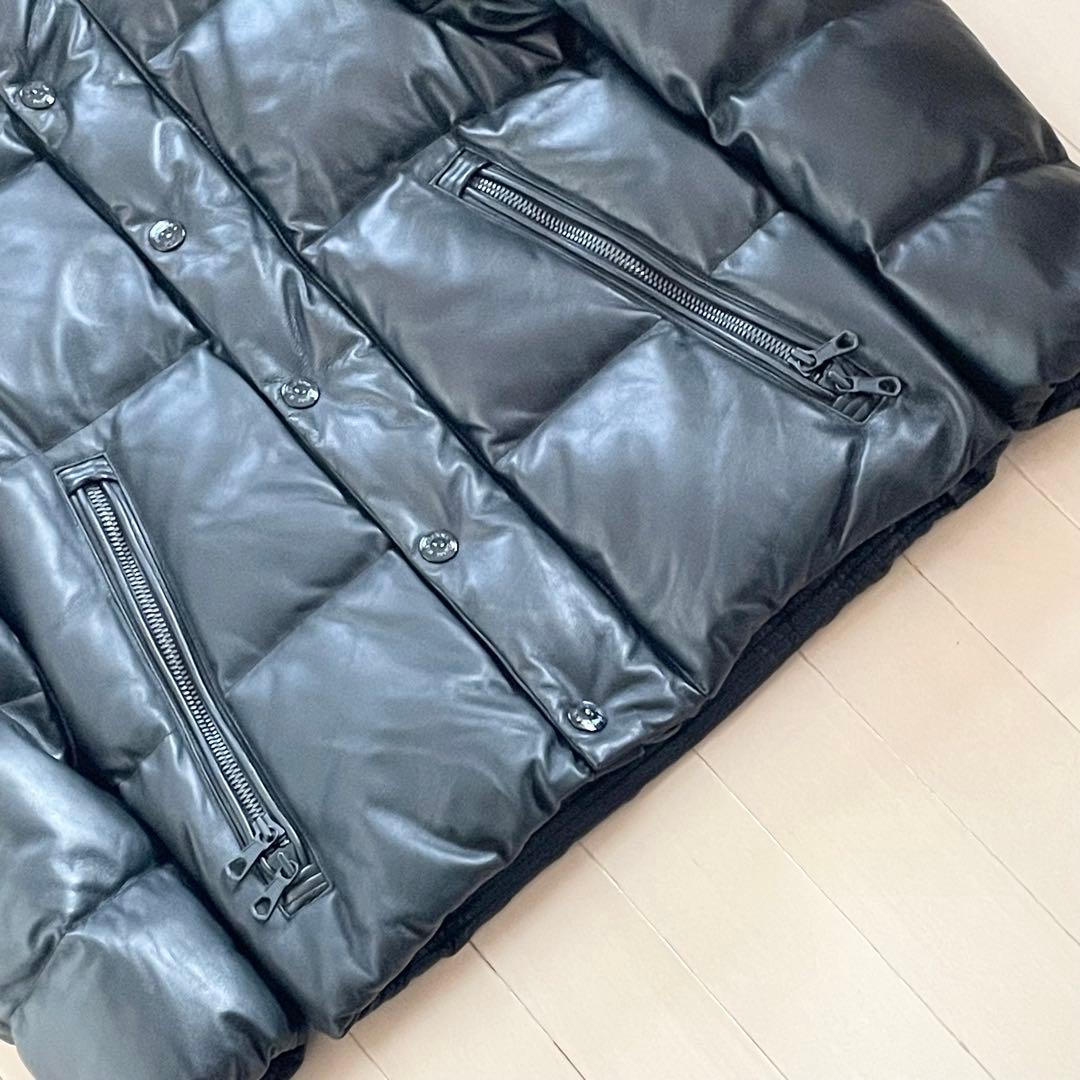 【極美品】ナノユニバース 西川ダウン ダウンジャケット ラムレザー G2 黒 M