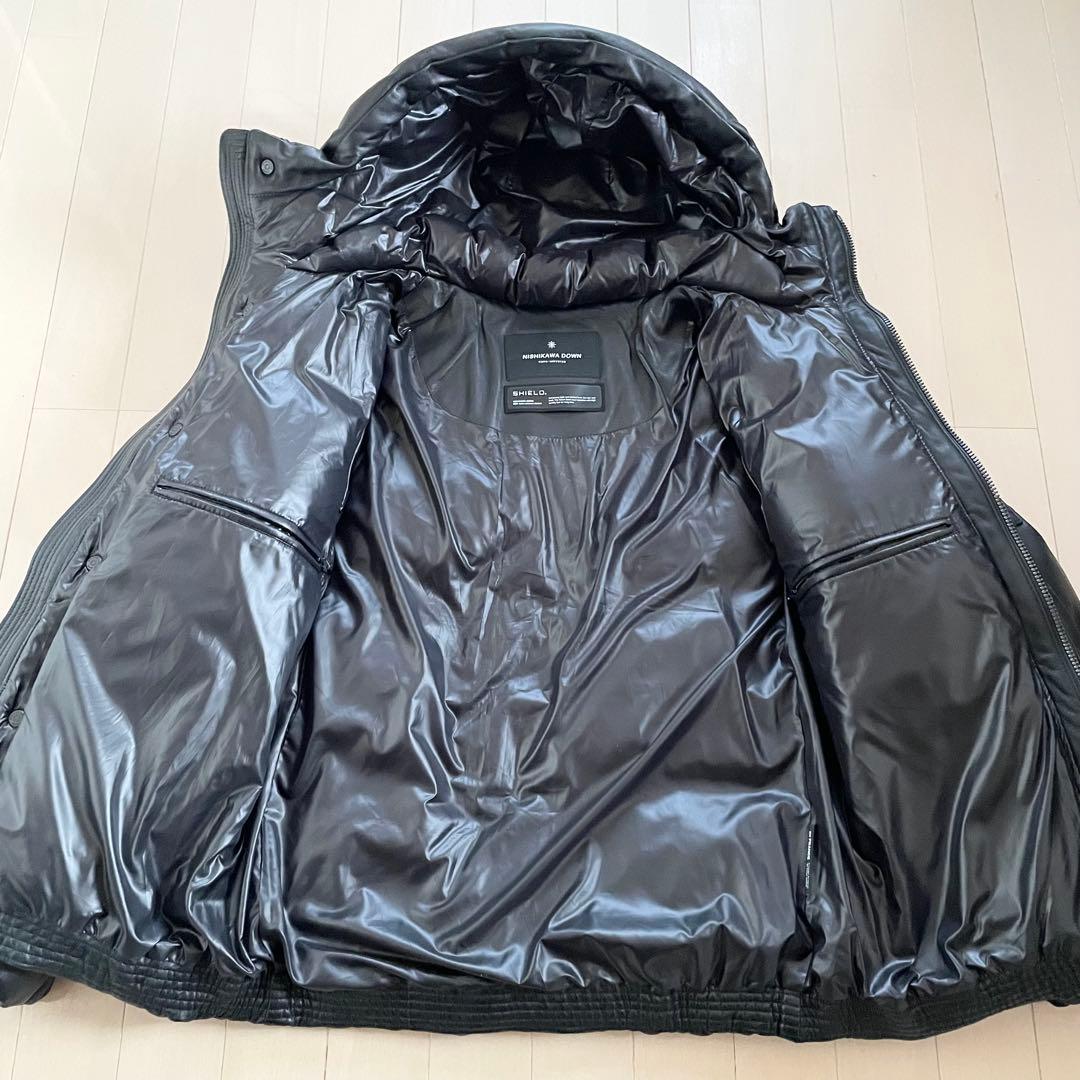 【極美品】ナノユニバース 西川ダウン ダウンジャケット ラムレザー G2 黒 M