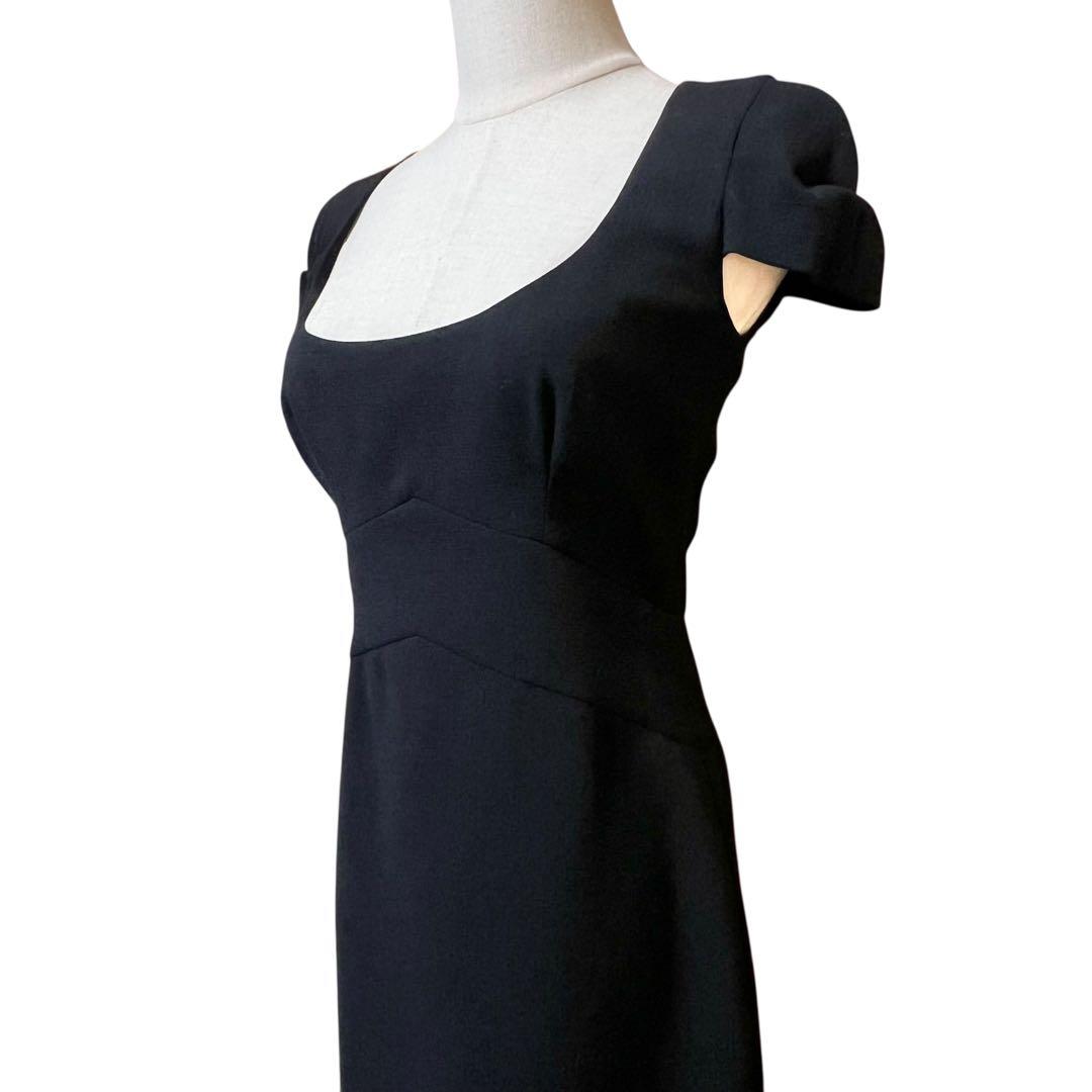 【エミリオプッチ】ウールバックジップフォーマルワンピース☆スクエアネック☆黒☆M