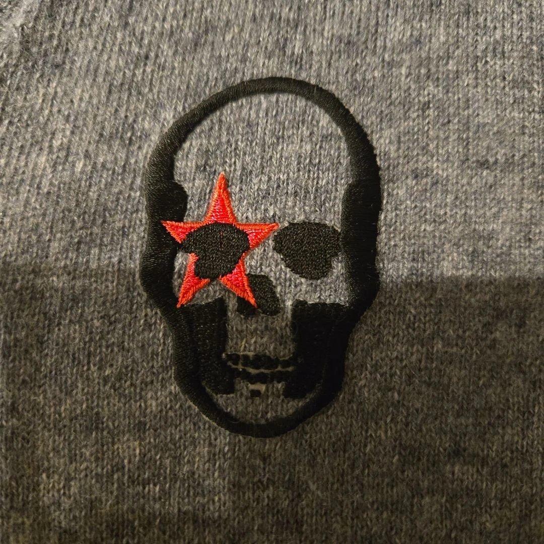 ルシアンペラフィネ スカル刺繍 ネオンピンク カシミア ワンピース