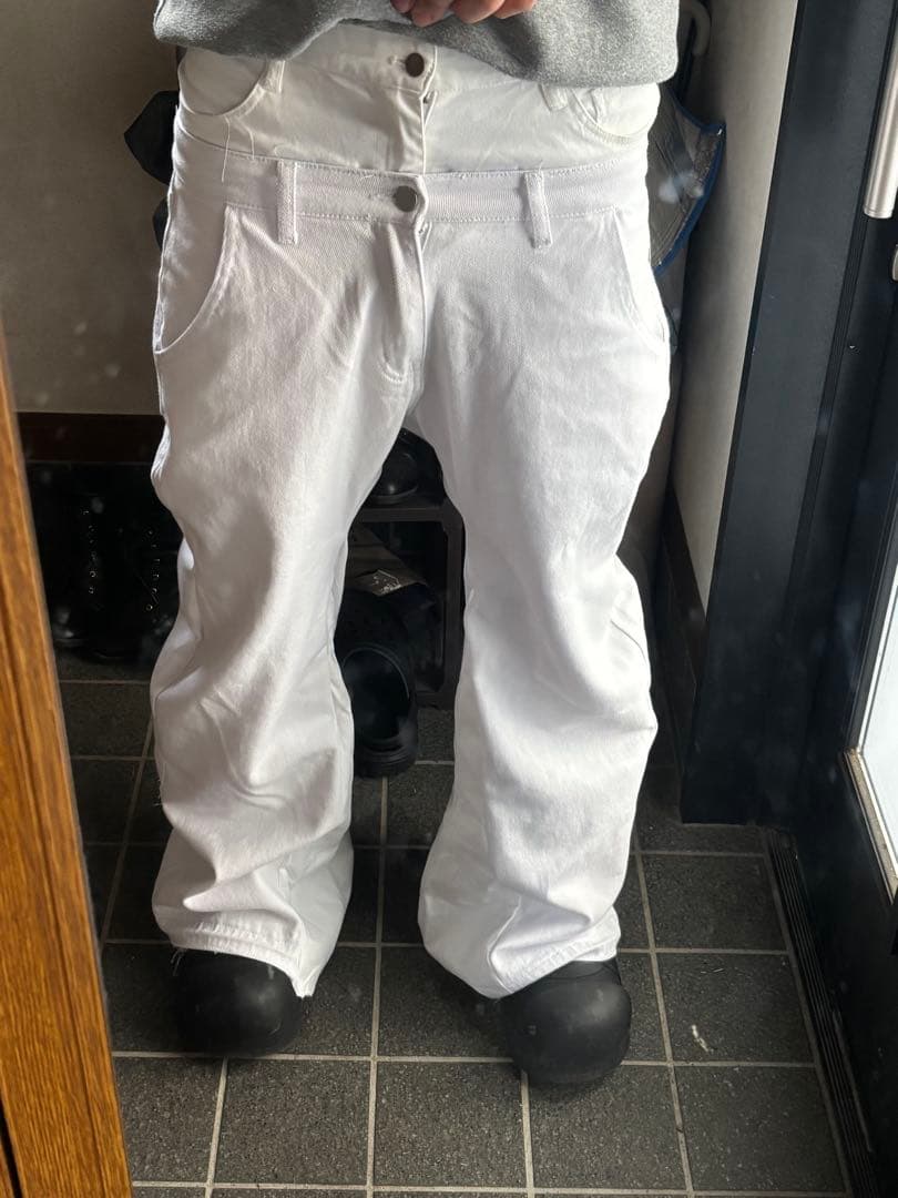 デニムパンツ ブーツカット フレア ホワイトデニム リメイク