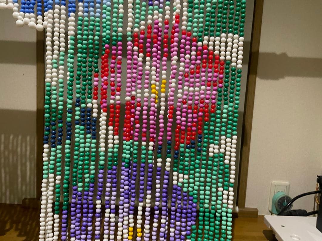 完成品】 昭和レトロ 珠のれん ビーズ 花柄 - メルカリ