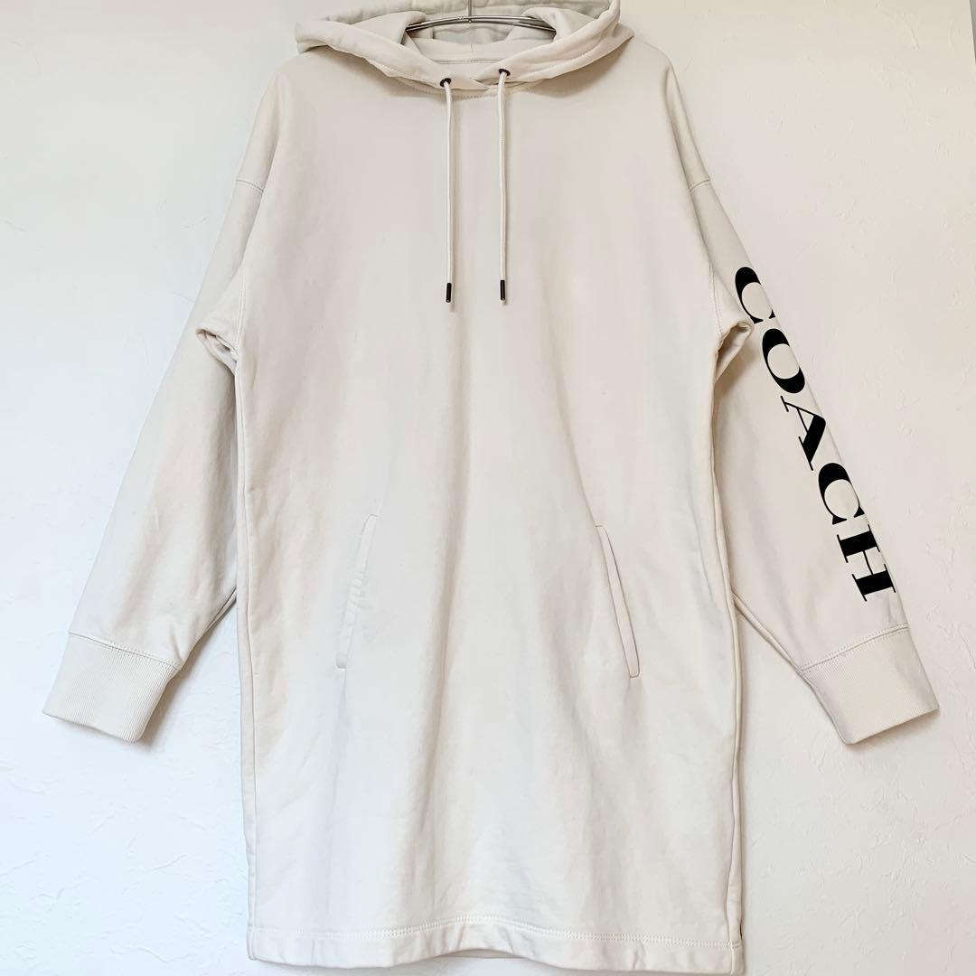 COACHコーチ袖ロゴスウェットワンピースXS膝丈エッセンシャル