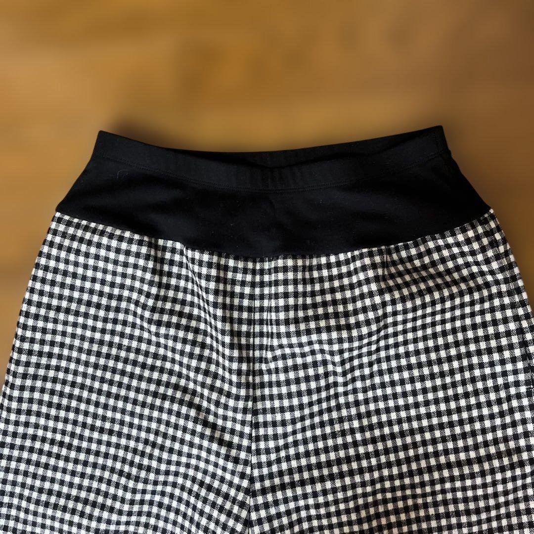 ウエストリブチェックパンツ　ブラック