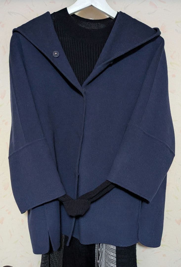 高級】WEEKEND MaxMara フーディーハーフコート ネイビー М