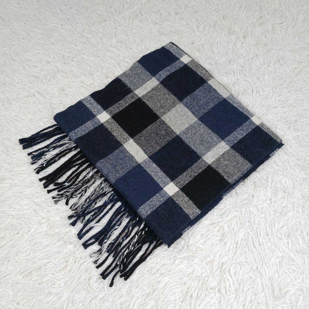 ✨美品✨ブラックレーベル　リバーシブル　マフラー　ネイビー×ネイビーチェック