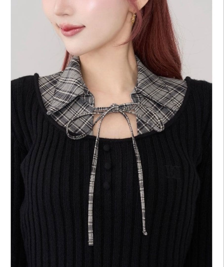 【Darich ダーリッチ】レイヤードライクニットミニワンピース