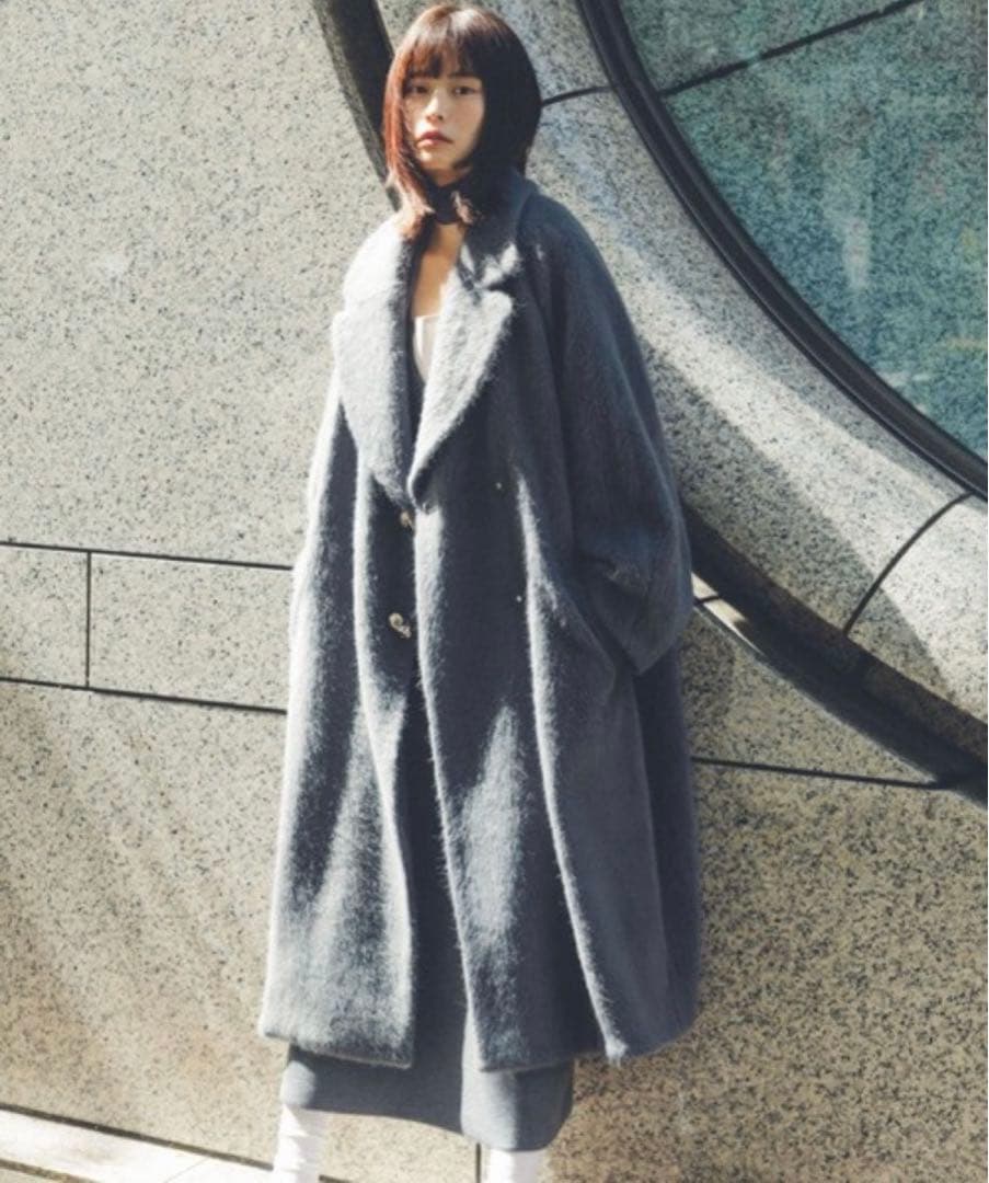 シャギーロングコート チャコールグレー