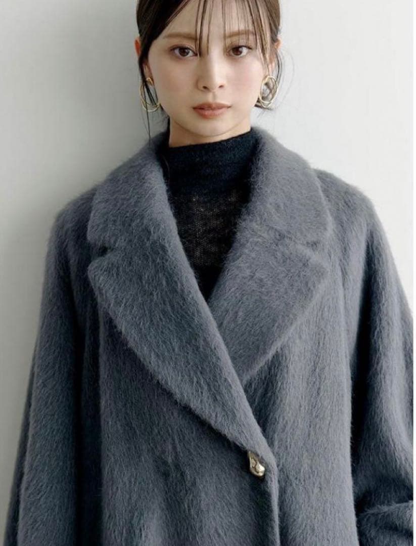 シャギーロングコート チャコールグレー