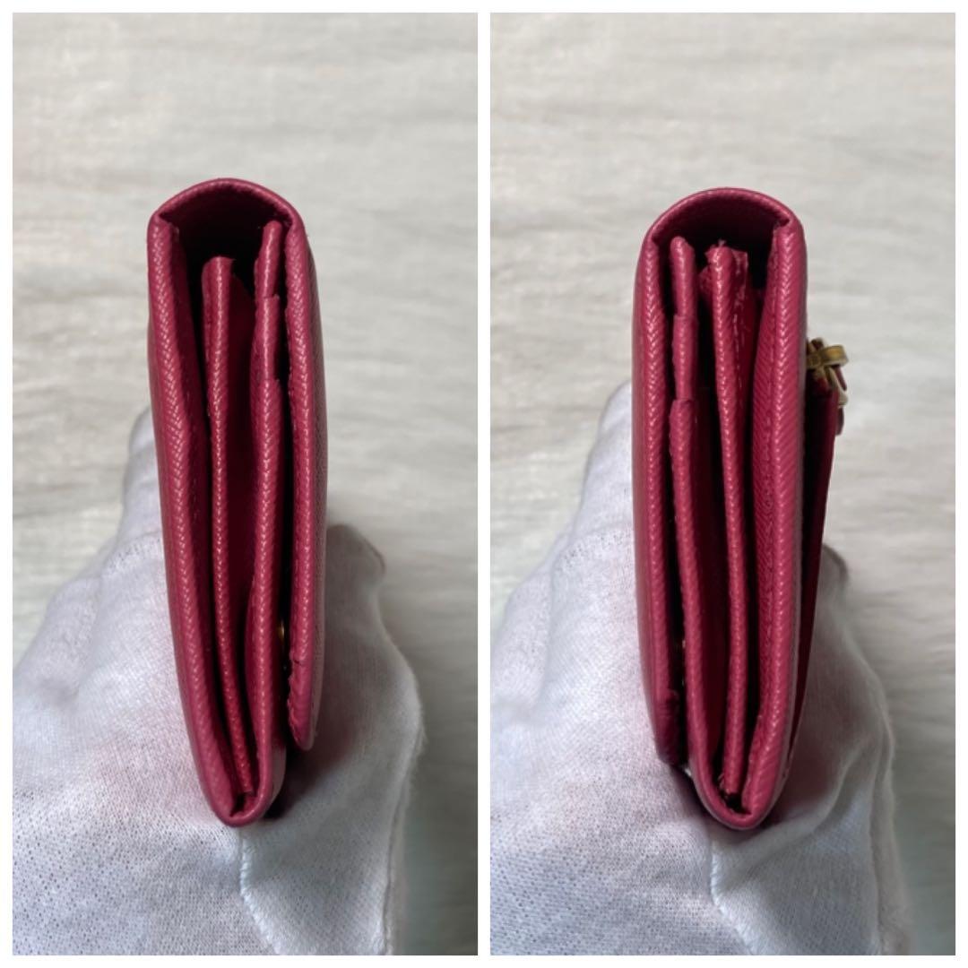 希少デザイン　PRADA プラダ　トライアングル　三角ロゴ　ピンク　財布　ロング