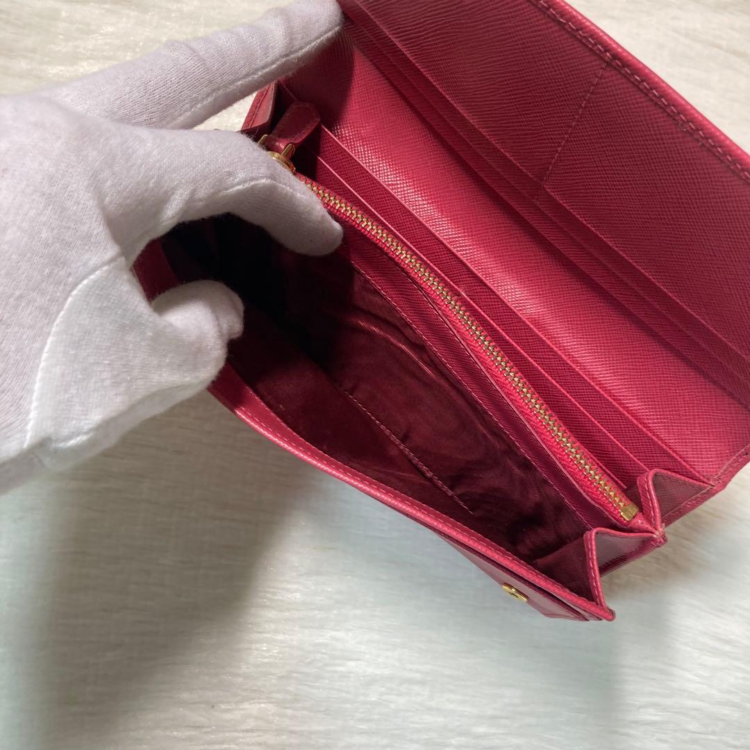 希少デザイン　PRADA プラダ　トライアングル　三角ロゴ　ピンク　財布　ロング