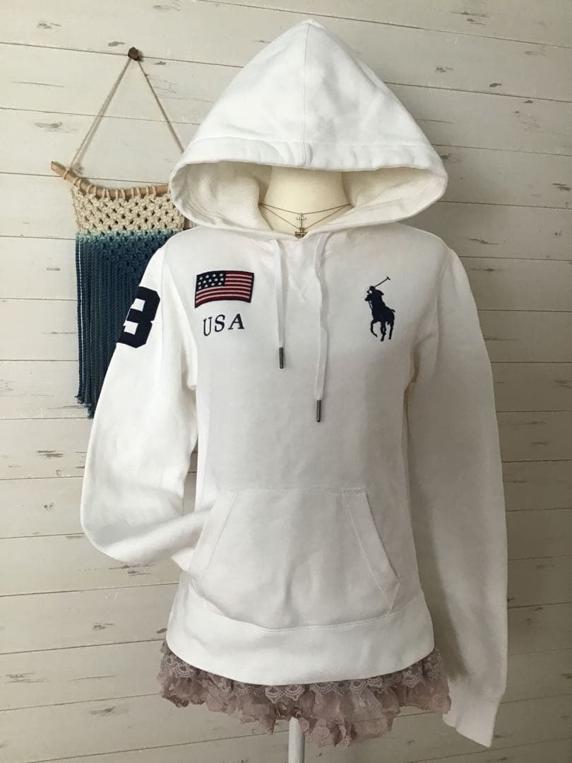☆ラルフローレン☆Y2K ビッグポニー パーカー ホワイト アメリカ