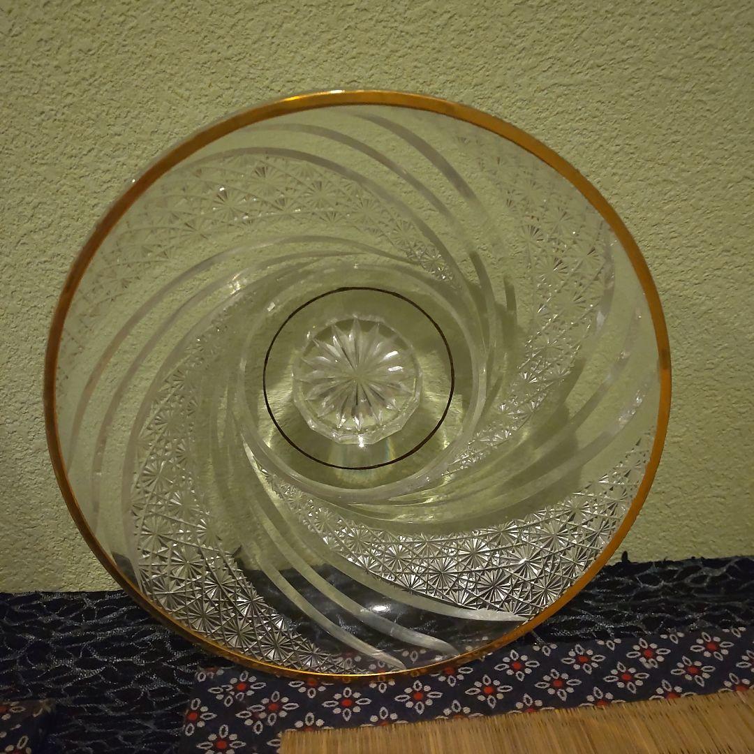 須田秀石　茶懐石用　江戸切子　金彩外蓋葉物碗揃　六客セット