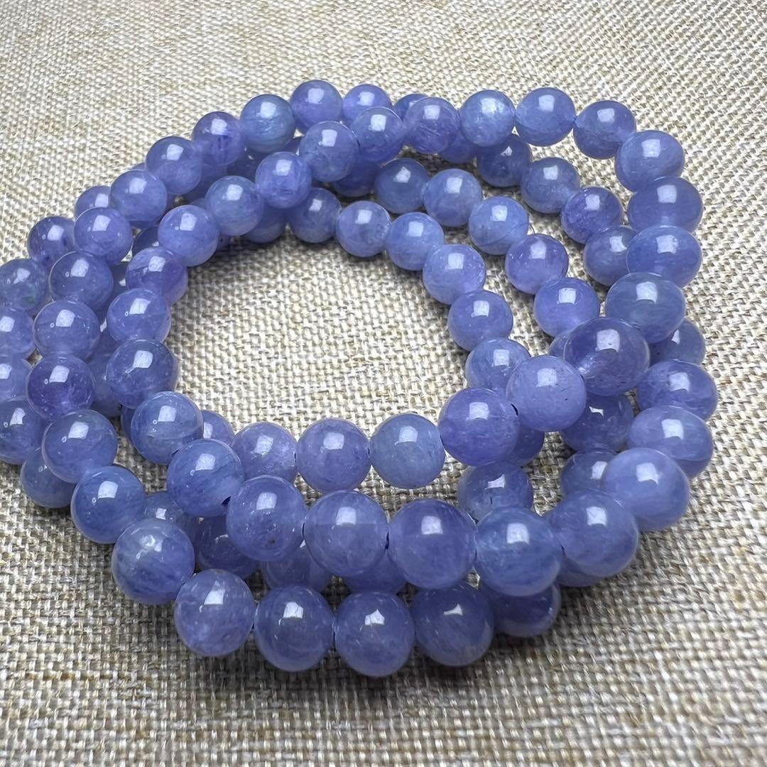 高品質 タンザナイト 5.5mm 54cm 3連ブレスレット 天然石