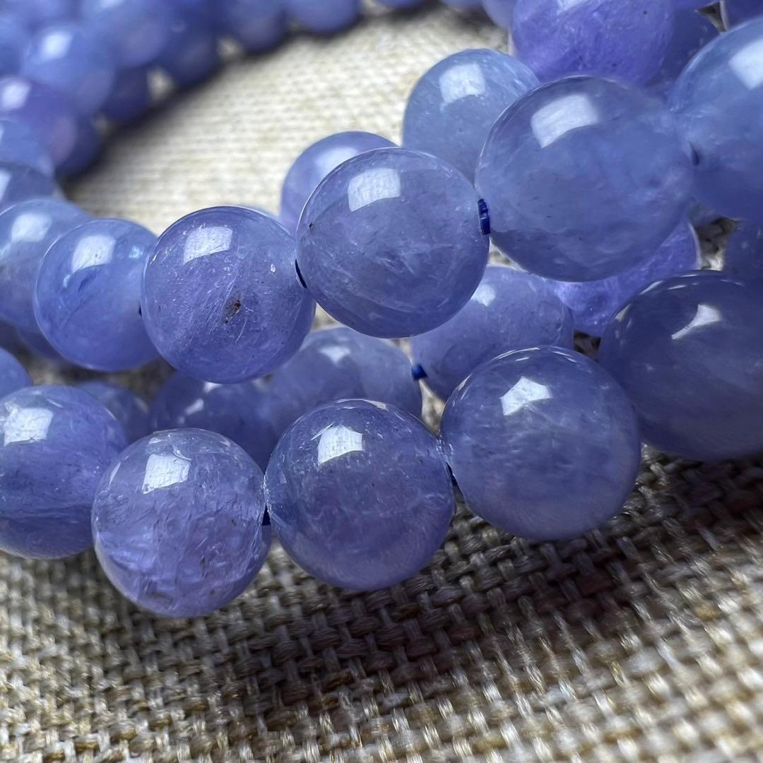 高品質 タンザナイト 5.5mm 54cm 3連ブレスレット 天然石