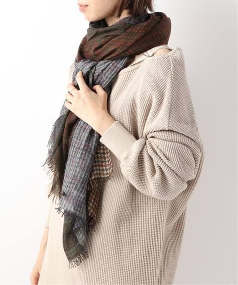 ファリエロ サルティ　Faliero Sarti　ストール　千鳥格子　グラデ