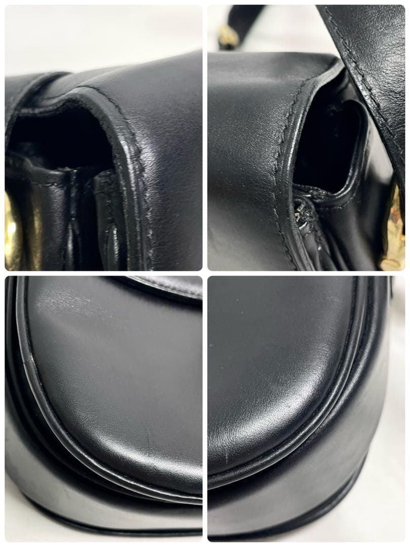 セリーヌ ショルダーバッグ 馬車金具 カーフレザー ブラック 黒 大容量 多機能