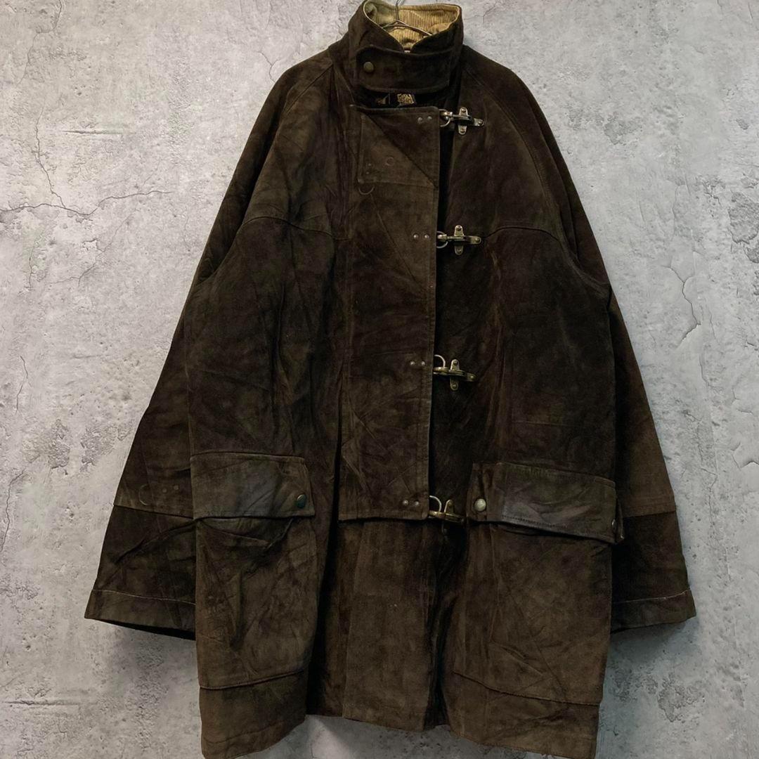 ☆ユーロ古着☆【ファイヤーマンジャケット 本革 スエード】メンズ2XL
