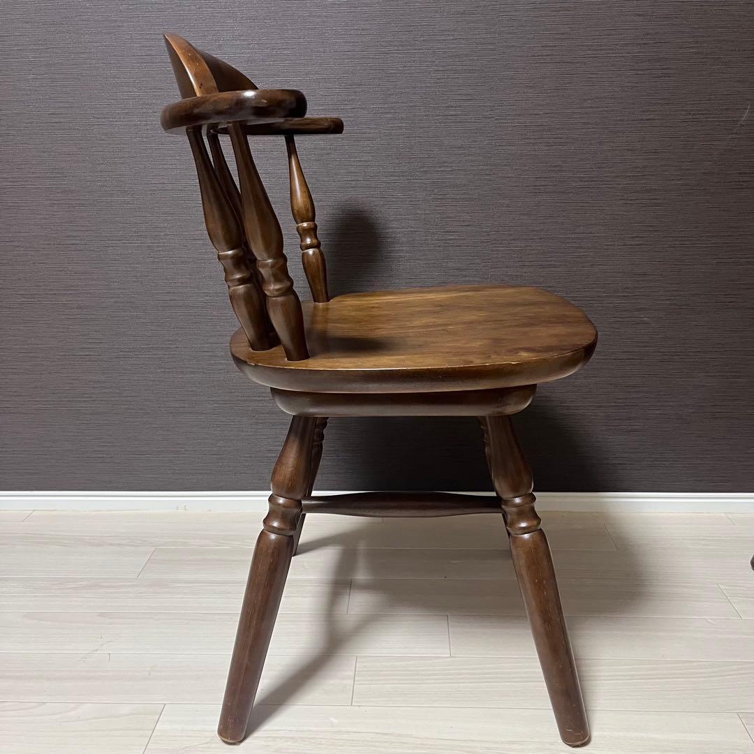 希少 飛騨家具　ウィンザーチェア　回転チェア　昭和レトロ　ヴィンテージ　木製 ①