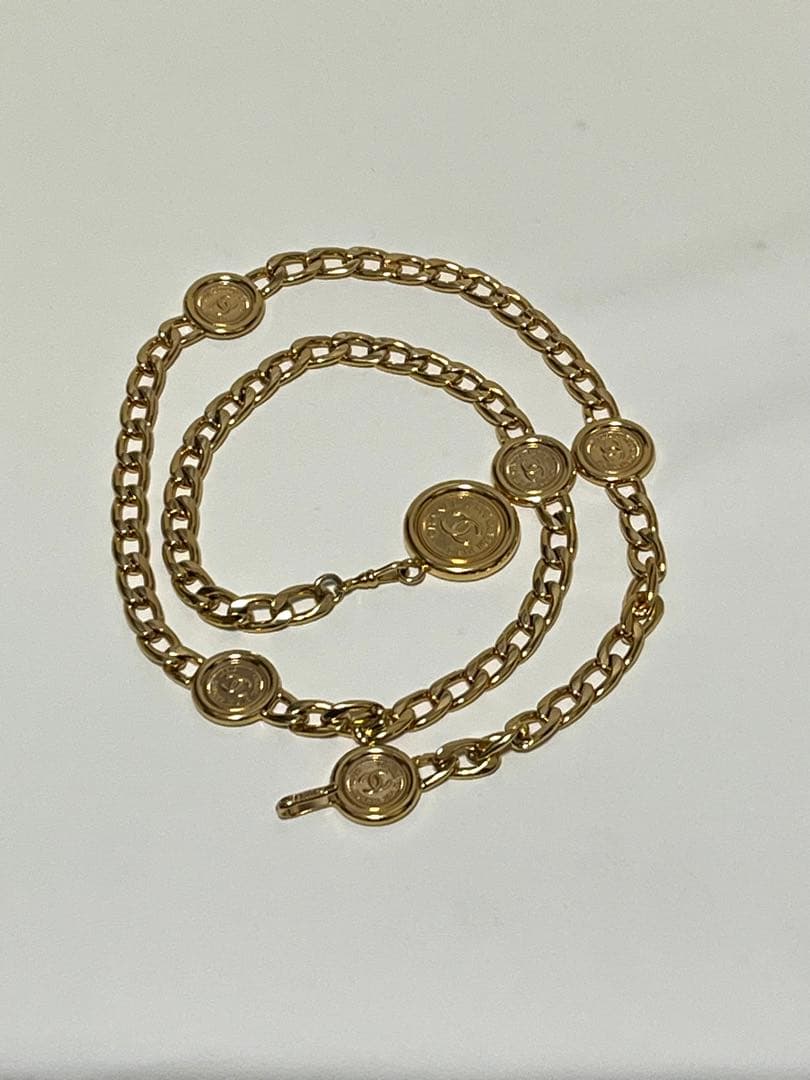 極美品　CHANEL ゴールドチェーンベルト モチーフ
