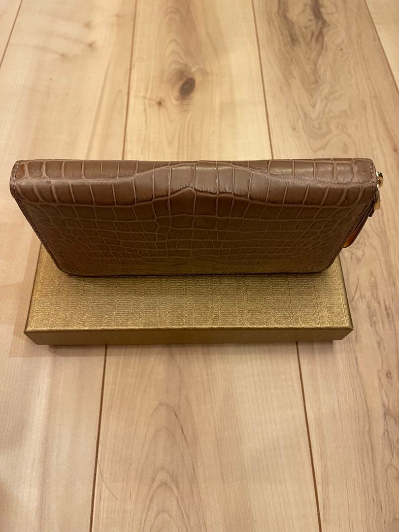 レディースクロコダイル長財布 薄茶色　三京商会　箱付き