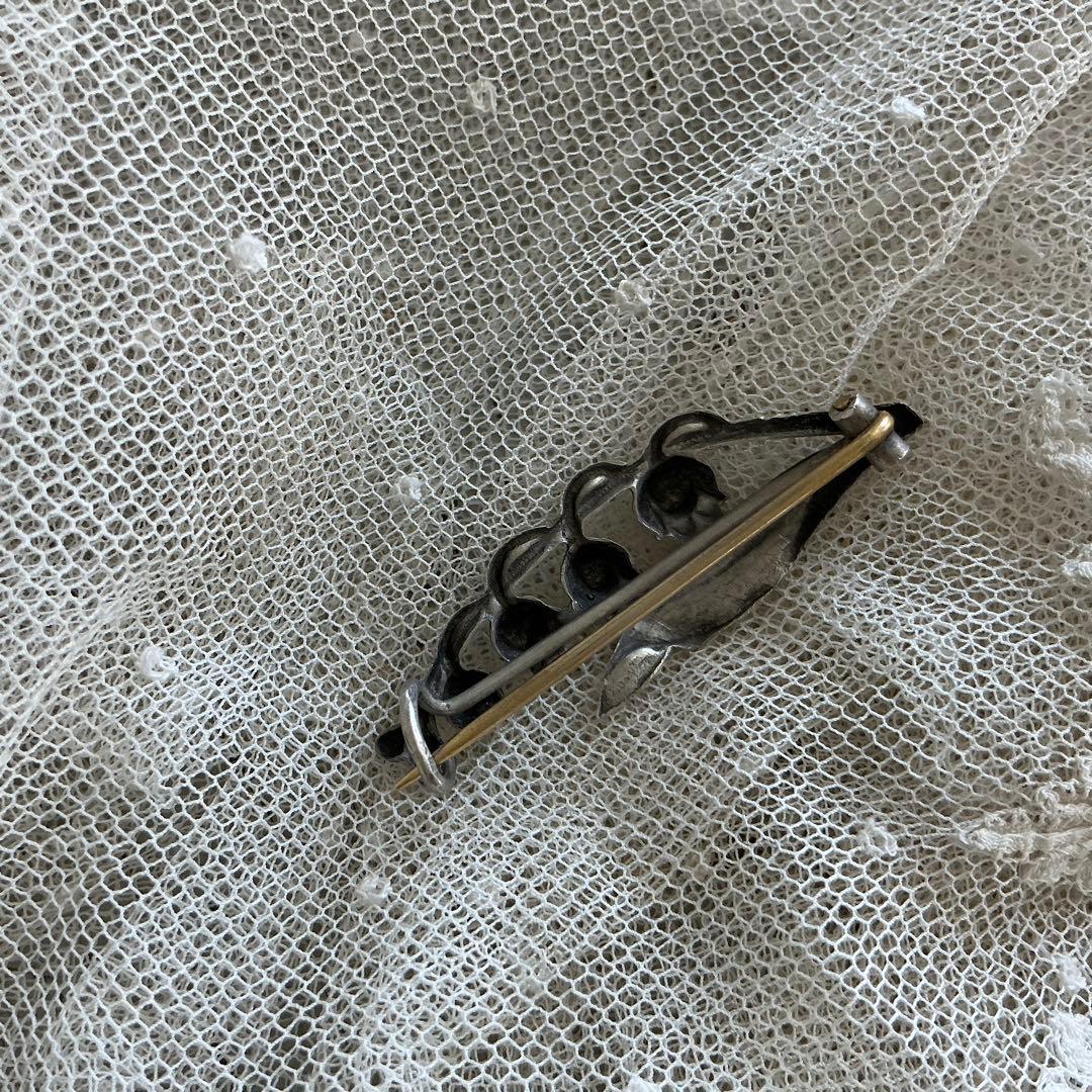 フランスアンティーク　すずらん　ハットピン　ブローチ　シルバー　銀