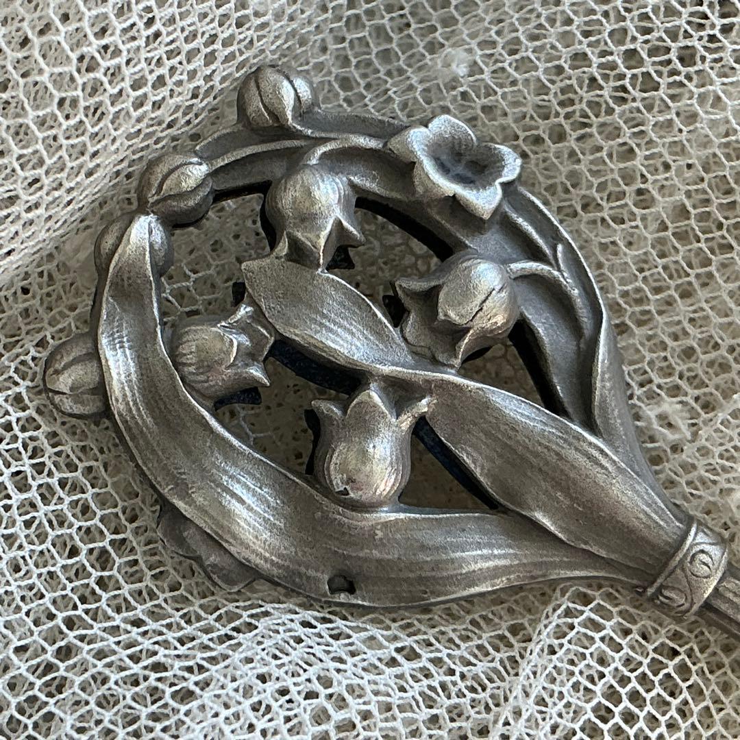 フランスアンティーク　すずらん　ハットピン　ブローチ　シルバー　銀