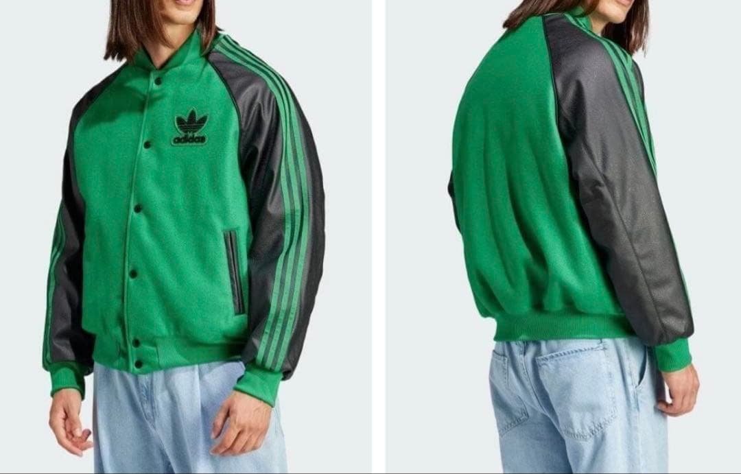 adidas SST BOMBER JACKET 袖革スタジャン - メルカリ