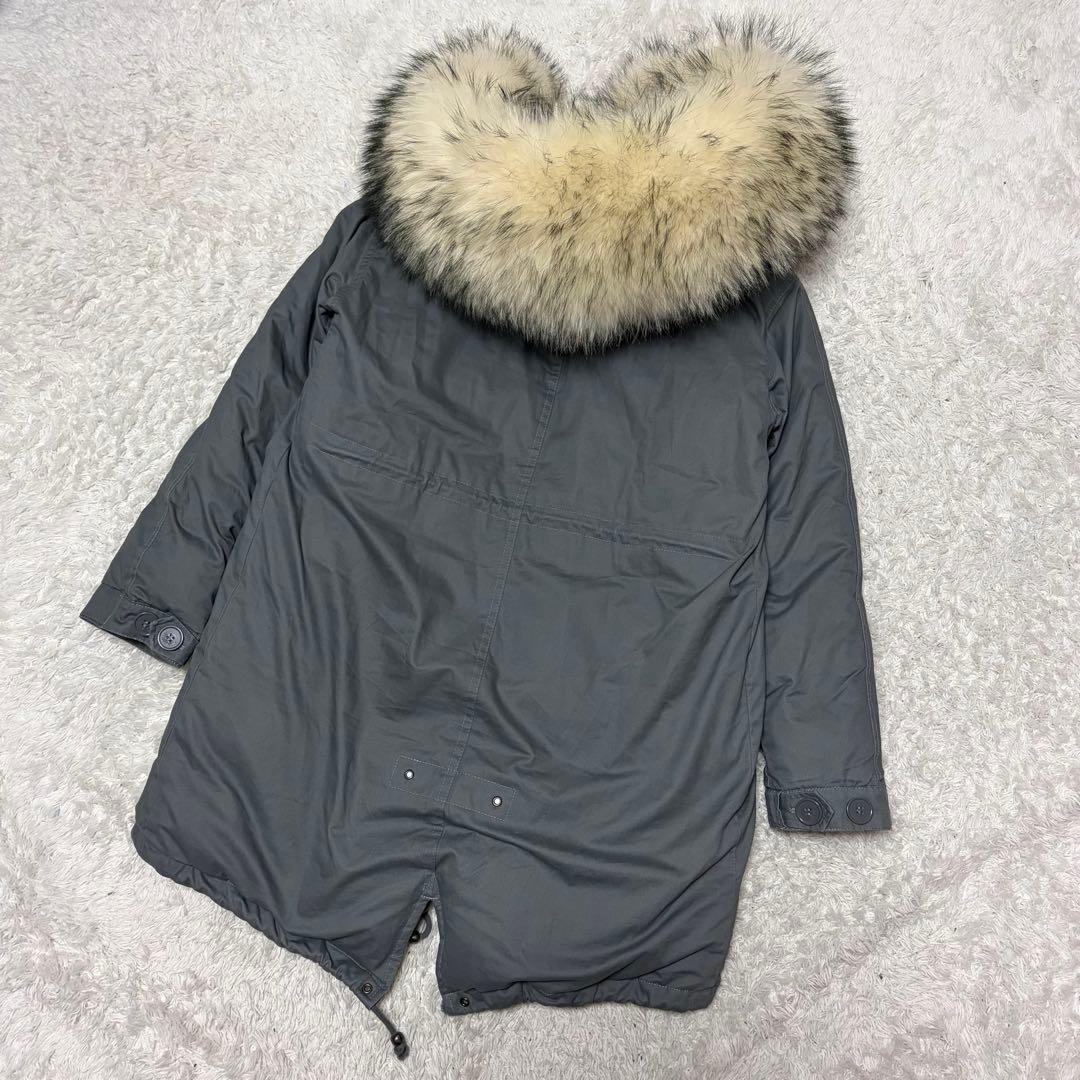 美品✨最高級✨フワフワ　M-65 リアルファー モッズコート ダウン グレー L