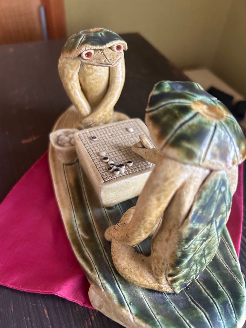 河童　囲碁　置物　陶器