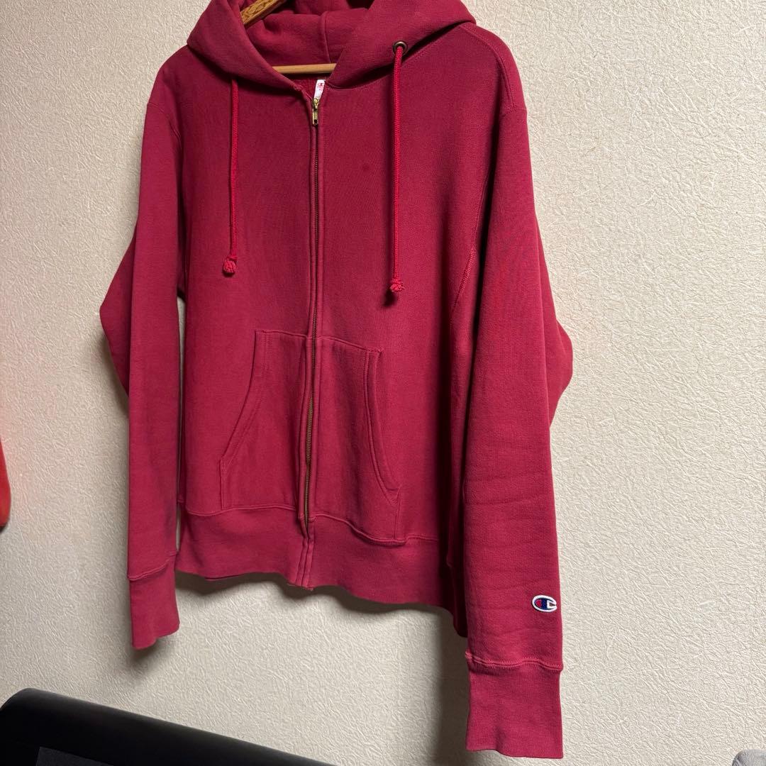 チャンピオン 赤単色タグ 70s復刻 リバースウィーブパーカーZIP XL