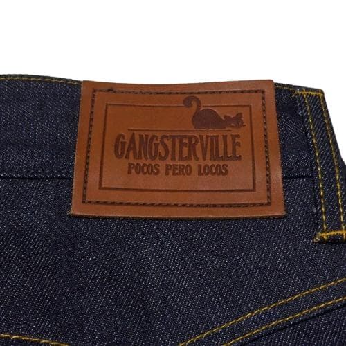 美品 GANGSTERVILLE デニムパンツ アイアンクロス刺繍 インディゴL
