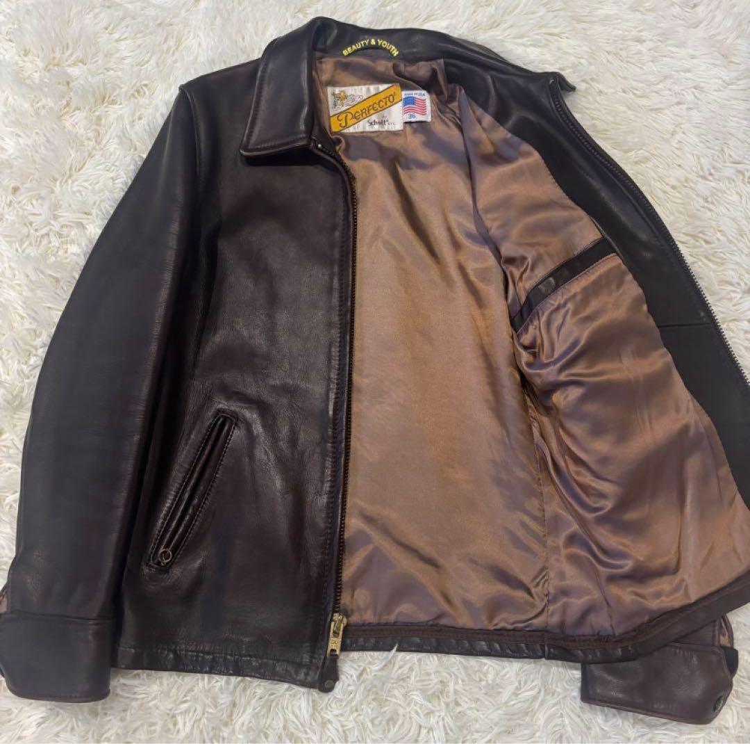 【美品】ショット ユナイテッドアローズ別注 シングルライダース ジャケット 36