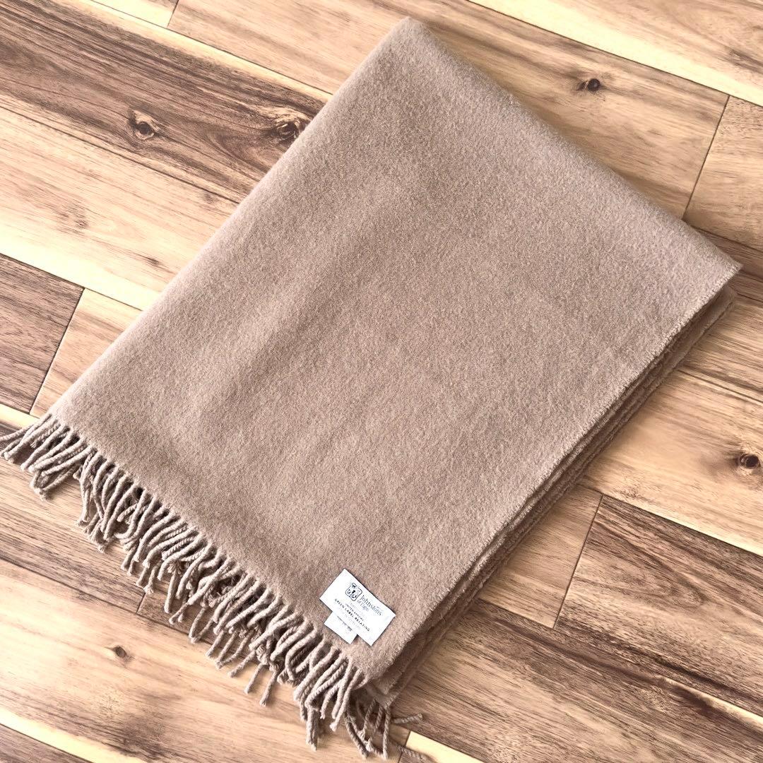 Johnstons of Elgin カシミア混 大判 プレーンストール モカ