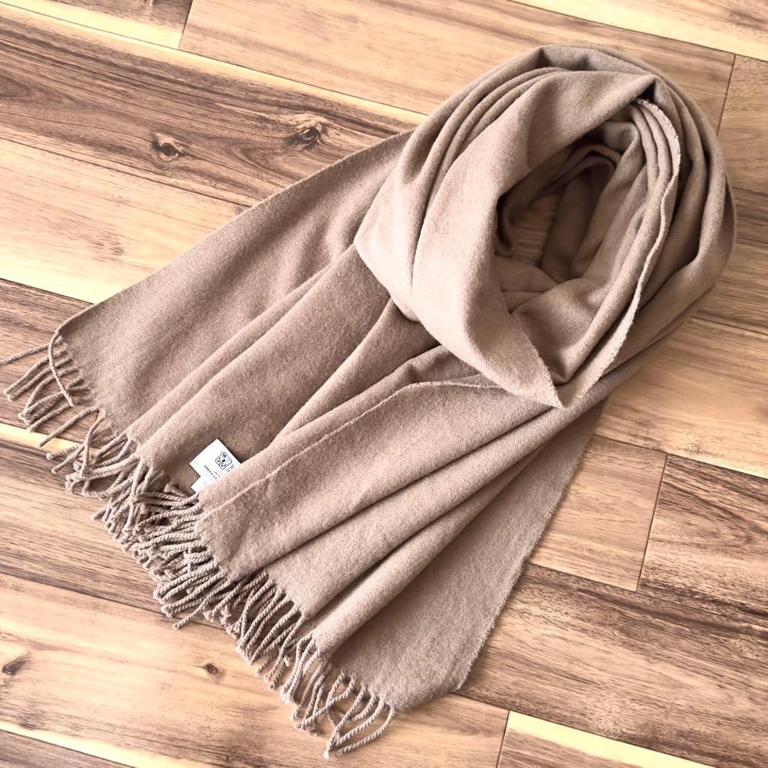 Johnstons of Elgin カシミア混 大判 プレーンストール モカ