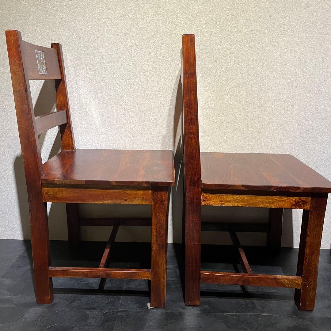 アンティーク、バレンシア・タイル付き椅子　チェア　2脚セット！