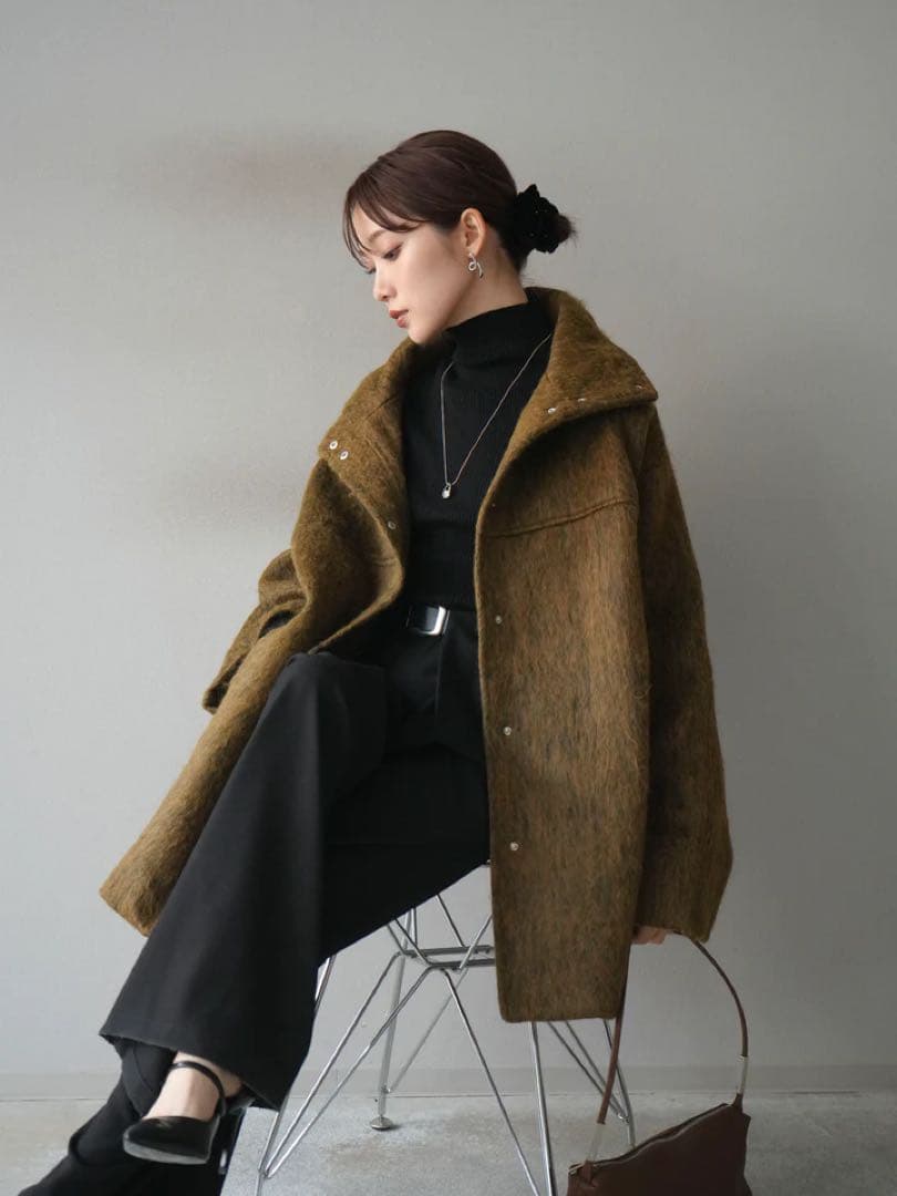 スタンドカラーシャギーコート　Lumier　リュミエ　コート　アウター　シャギー