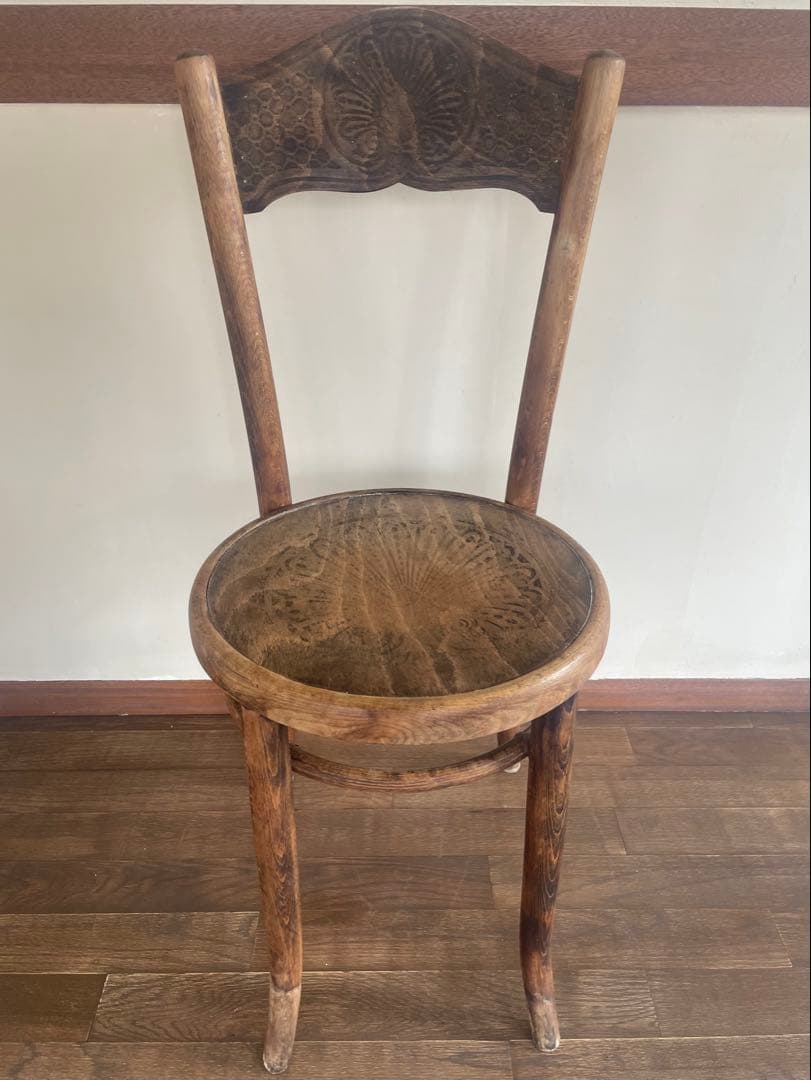 ウッドチェア　アンティーク 籐座面 ベントウッドチェア 昭和中期 幅41.5cm