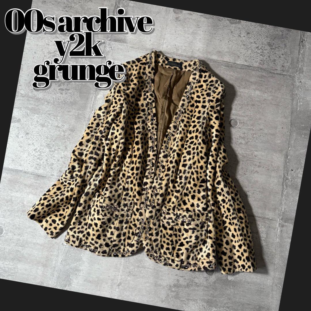 00s 豹柄 ファージャケット チェーン 平成ギャル d.i.a.系 y2k - メルカリ