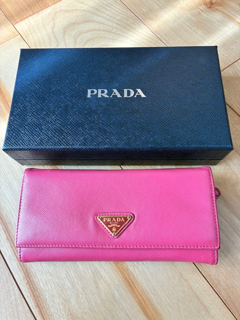 PRADA ピンク サフィアーノレザー 長財布 - メルカリ