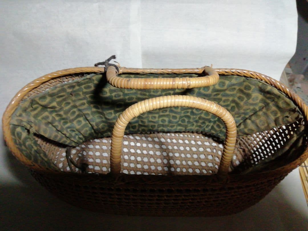 ♪昔の竹編み手提げバック♪昔の竹編み手提げバック 波網代編みバッグ