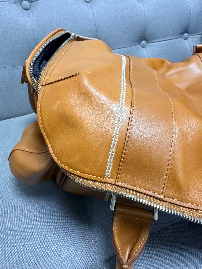 dunhill ブラウン レザー ダッフルバッグ