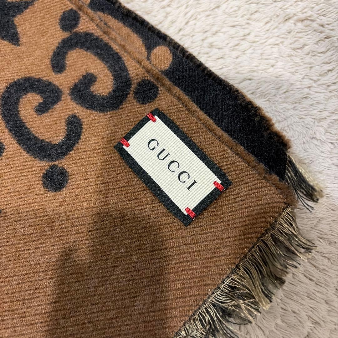 美品】GUCCI BEE STAR GG 総柄 ウールマフラー17時まで限定