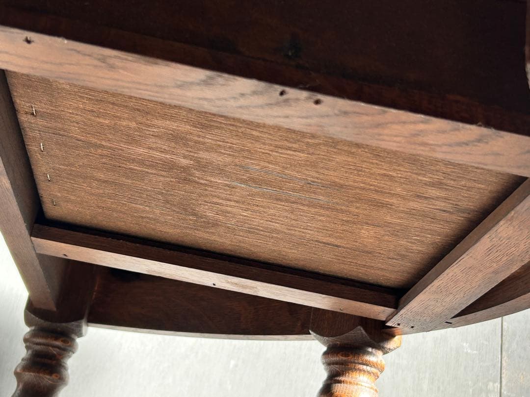 希少　イギリス　アンティーク　オーク材　シンプル　ハーフムーン　ろくろ　IG