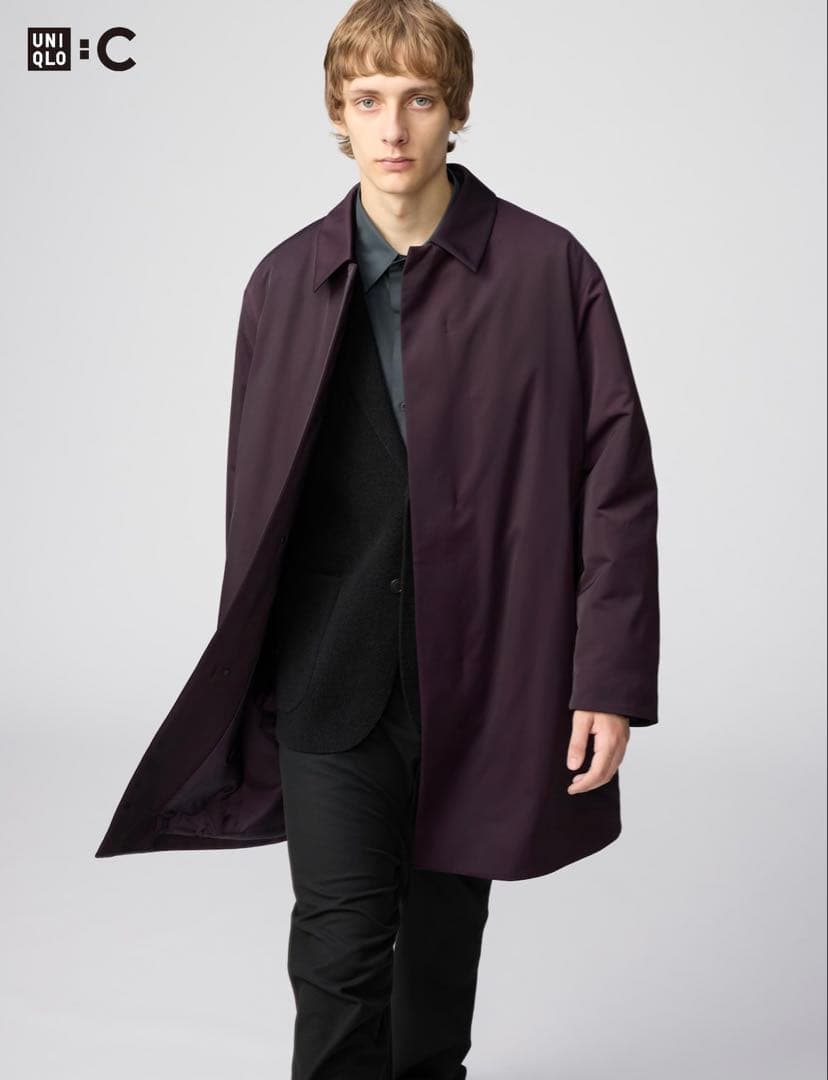 【UNIQLO C】パフテックハーフコート　ワイン　Mサイズ
