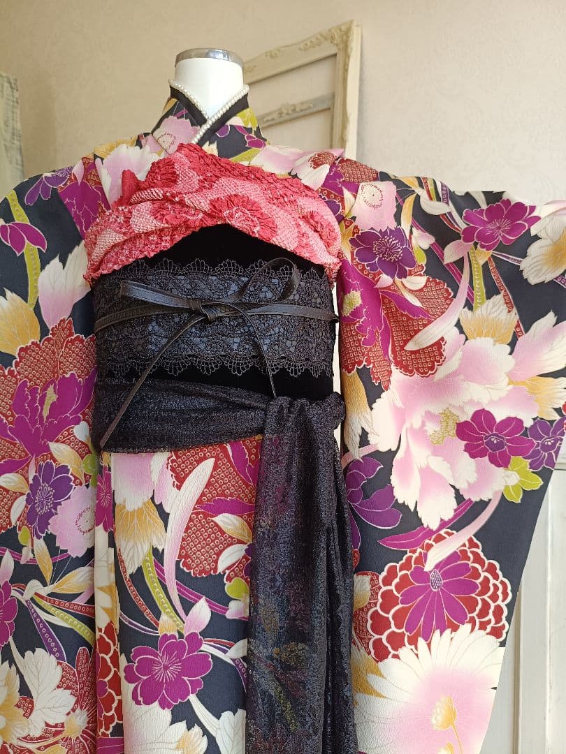 ブランド撫松庵着物とベルベット作り帯セット