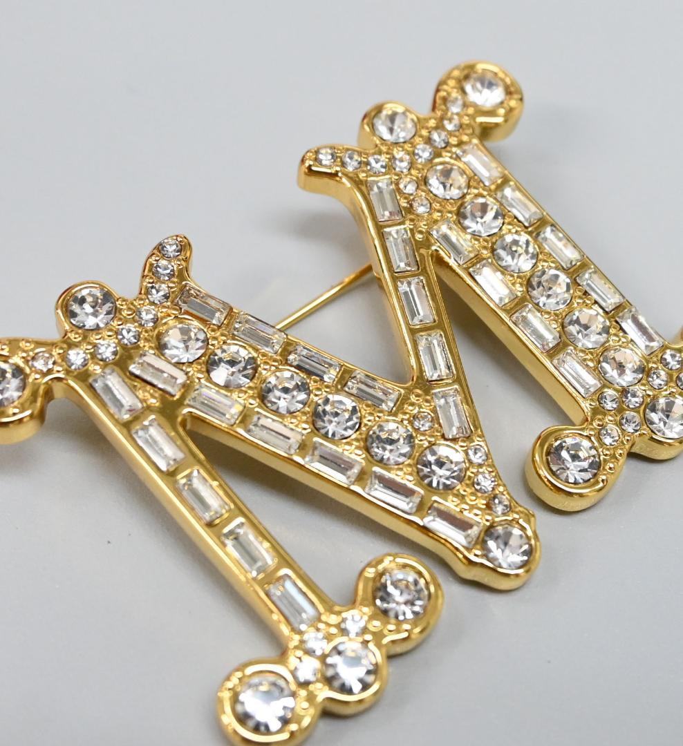 ■ 45617★年 マックスマーラ ブローチ ゴールド ラインストーン ビジュー