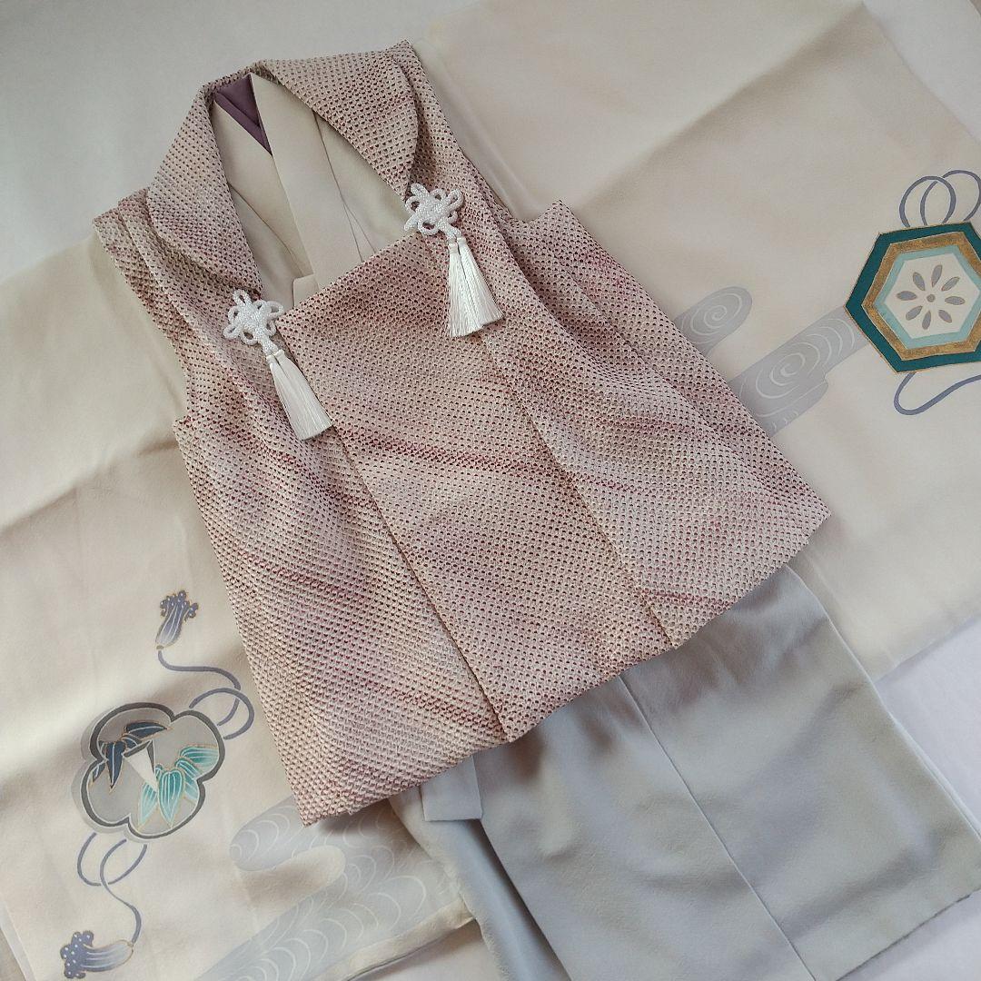 七五三3歳男の子着物と正絹総絞り手縫いの被布(中綿なし）