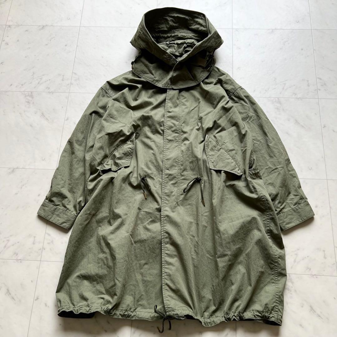 定価4万 kha:ki カーキ コットン×ナイロン硫化ウェザーミリタリーコート